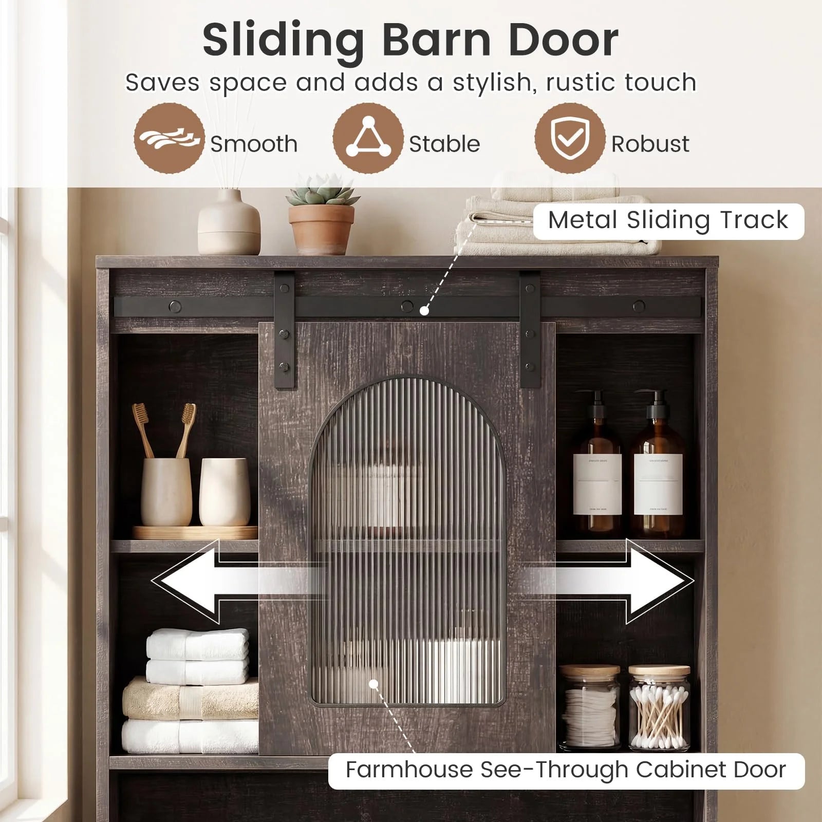 Tangkula Over Toilet Storage Cabinet with Sliding Barn Door - Product image 8