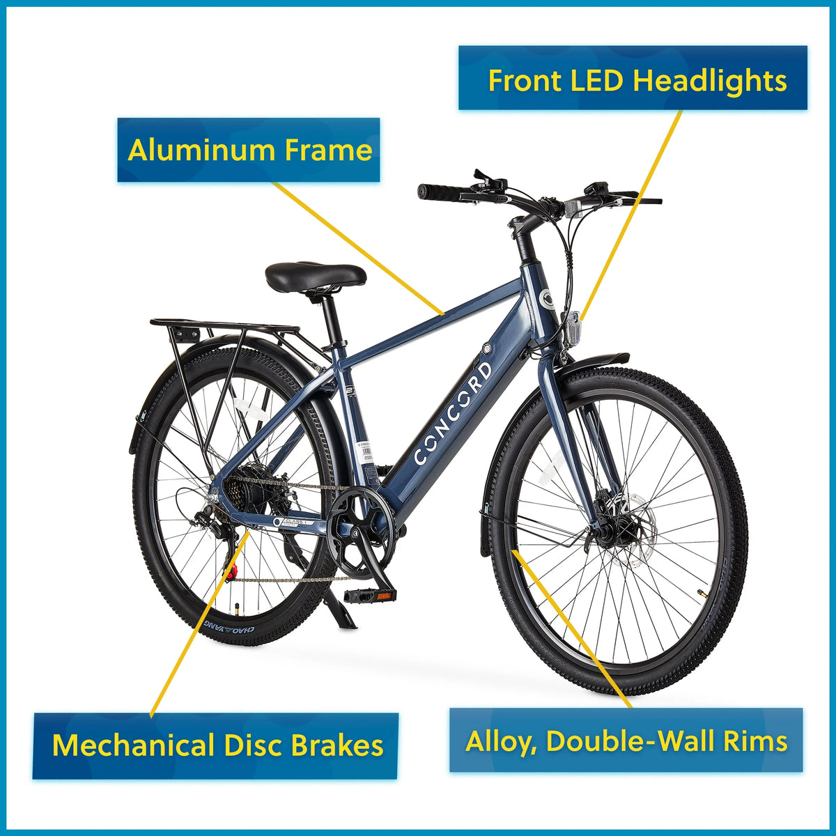 Concord 27.5" Step - Over Electric Commuter Bike, 36V, Gray, Fits Riders 5'1" - 6'1", Adult, Unisex - Product image 3