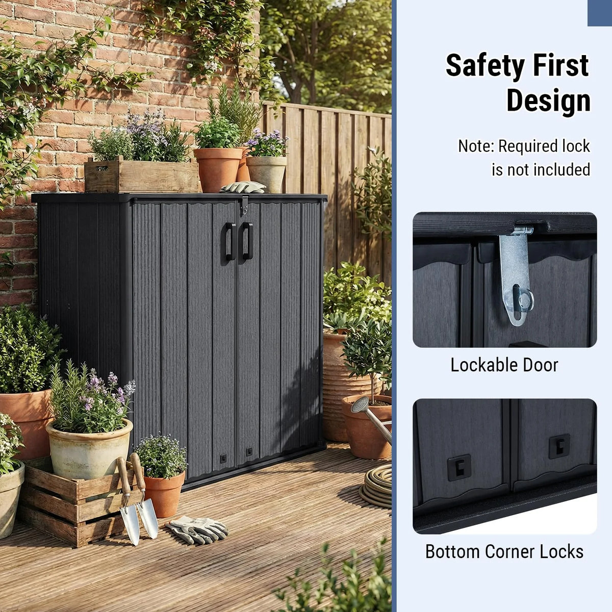 Tangkula 175 Gallon All-Weather Outdoor Storage Box with Lockable Door & Removable Shelf - Product image 6
