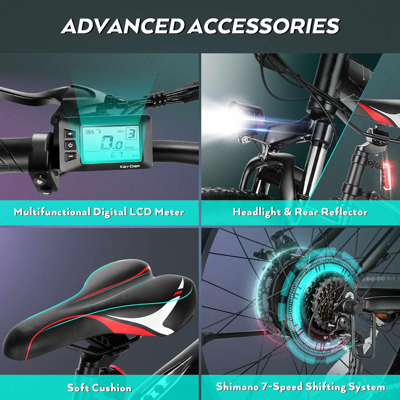 Gocio 26" 4.0 Fat Tire Electric Bike for Adults, 500W Adults E Bike, 48V 13ah Removable Li - Ion Battery - Product image 9