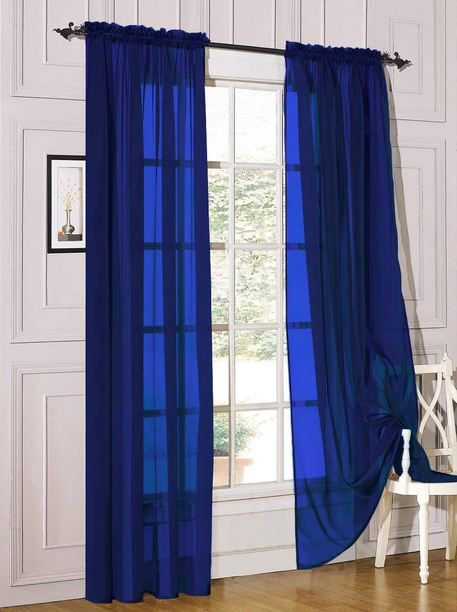 Decotex 2 Piece Sheer Voile Light Filtering Rod Pocket Window Curtain Panel Drape Set Available in A - Product image 1