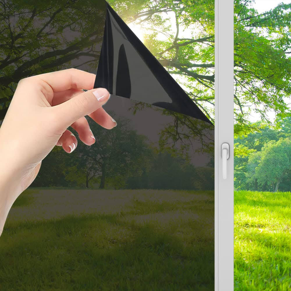 Lmlpt Window Privacy Film, One Way Window Film Tint See Out Not in Anti UV Heat Blocking Window Film Self-Adhesive Dark Window Tinting Film