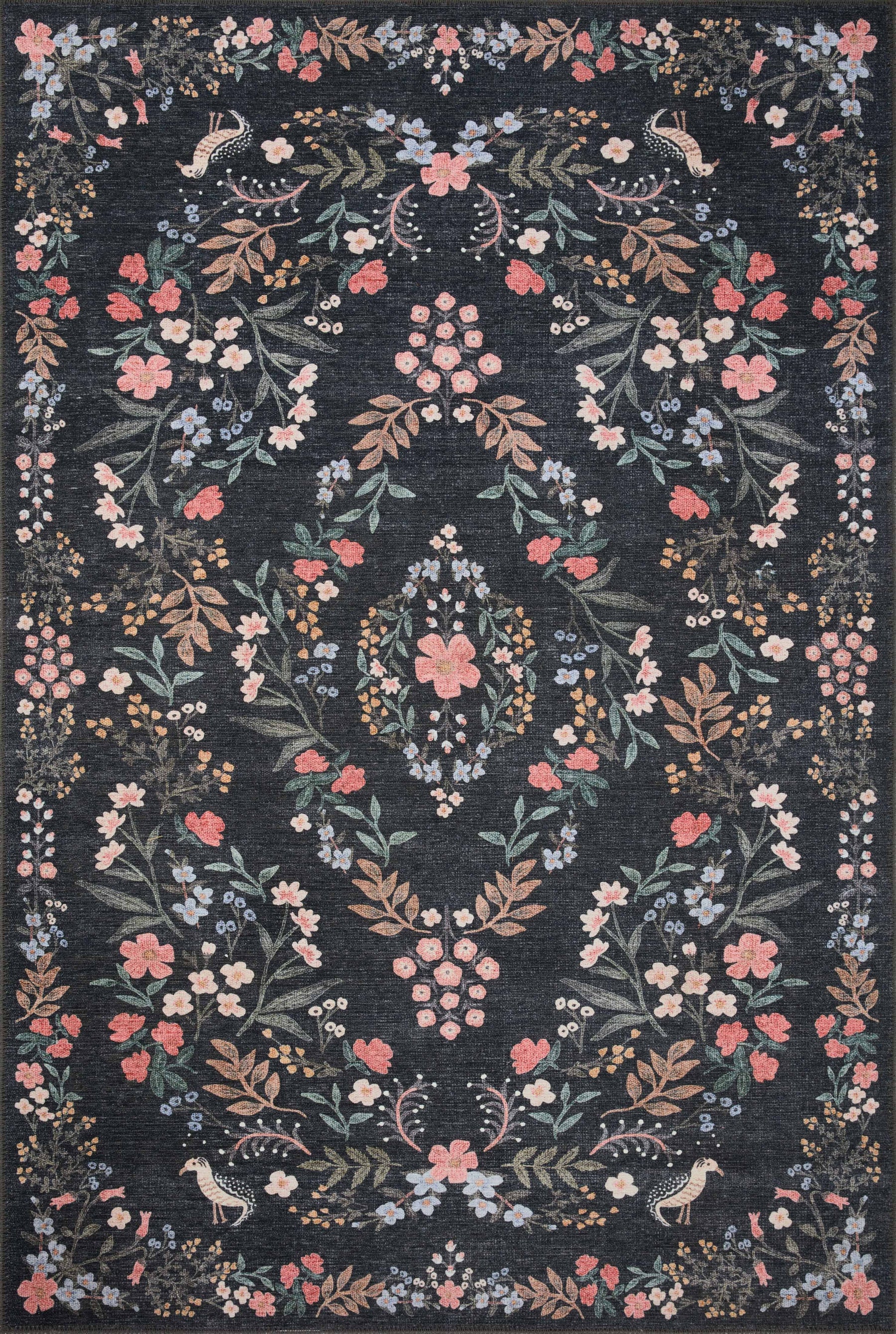 Rifle Paper Co. x Loloi Maison MAO-04 Tuileries Black Area Rug 2' x 5' - Product image 1