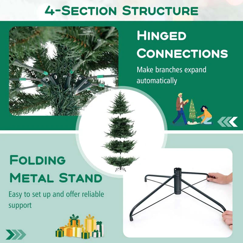 6/7/8 FT Pre-Lit Artificial Christmas Tree, Hinged Xmas Tree with 240/340/450 Warm White LED Lights - Product image 19