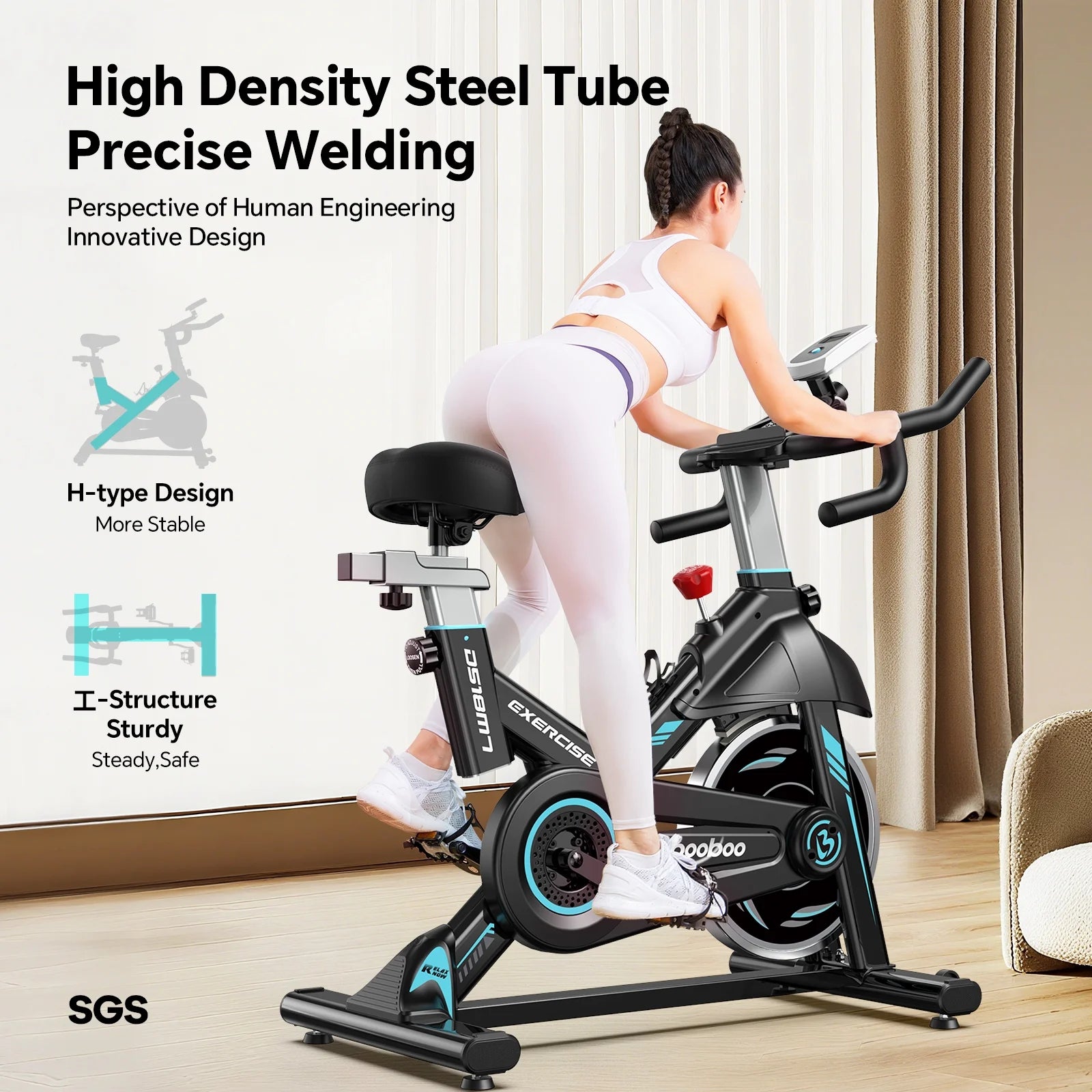 Pooboo Professional Indoor Cycling Bike Stationary Exercise Bikes Home Cardio Workout Bicycle Machine 350 lb Flywheel Weight 40 lb