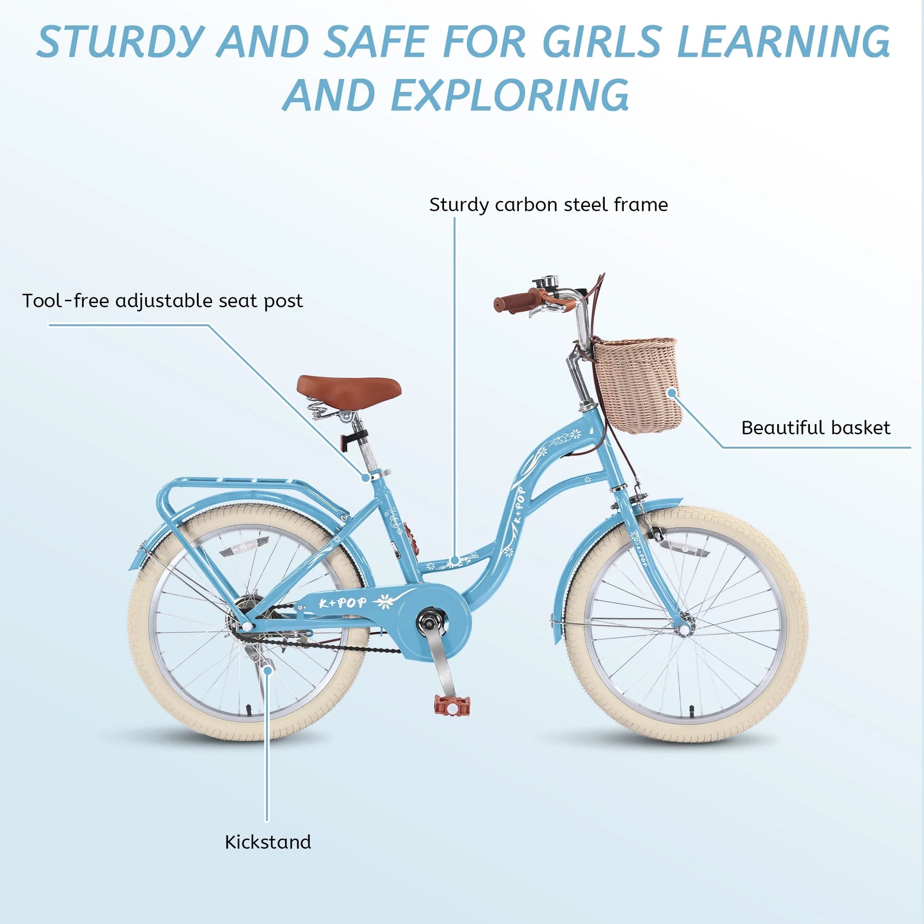 Bstjewey 20 in Girls Bike with Basket, Kids Bicycle for Ages 7 - 13 - Product image 19