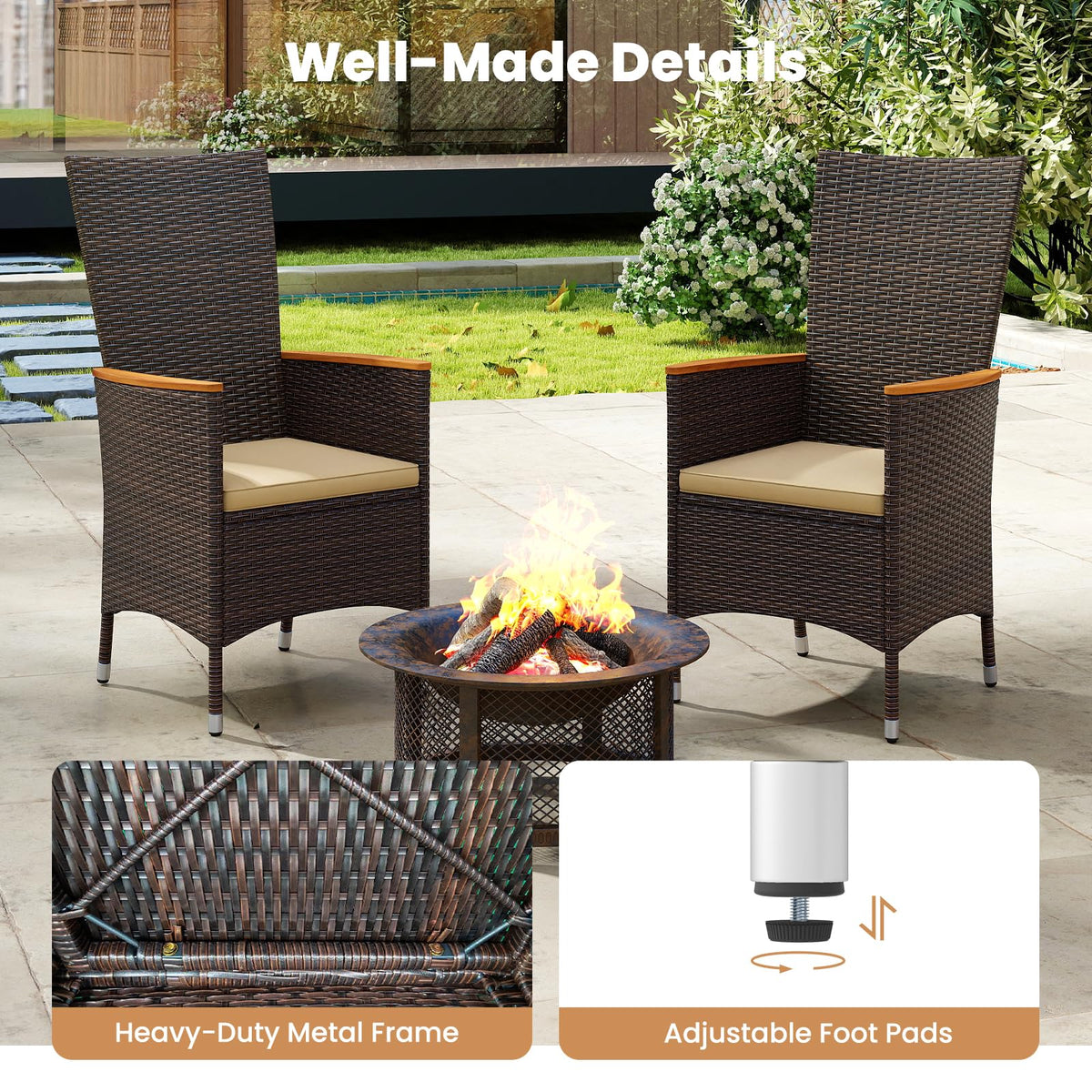Tangkula Patio High Back Rattan Dining Chairs Set of 2/4 - Product image 6