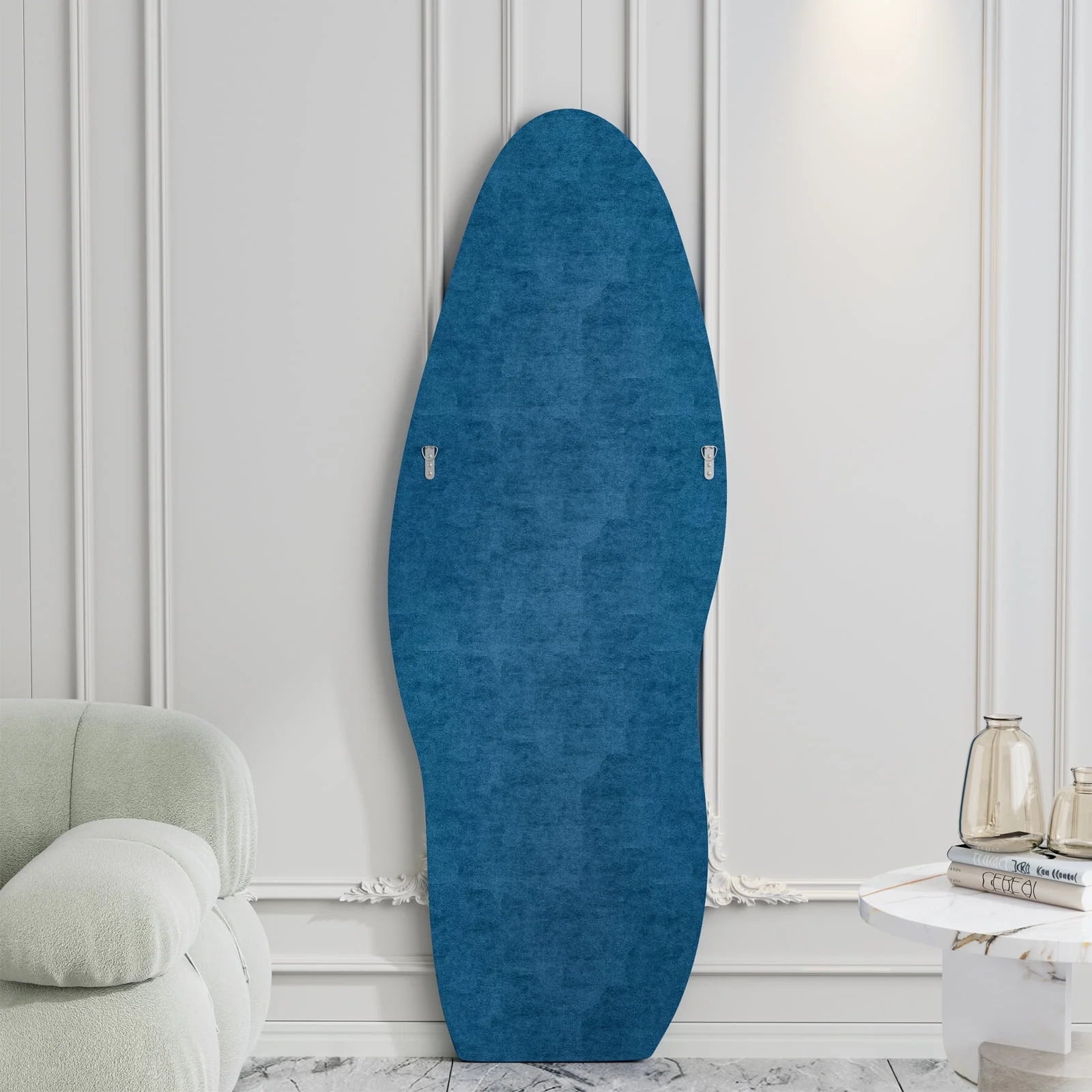 VLUSH Irregular Full Length Mirror, Floor Mirror Hanging & Leaning, 63"x24" Wavy Wall Mirror (Blue) - Product image 5