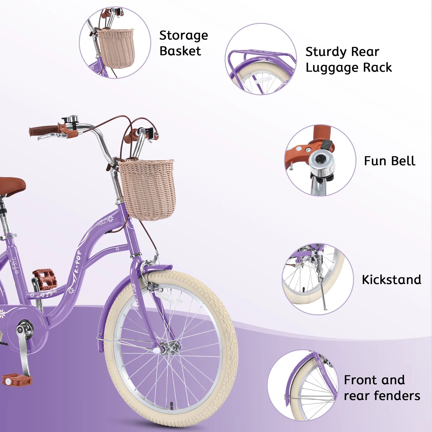 Bstjewey 20 in Girls Bike with Basket, Kids Bicycle for Ages 7 - 13 - Product image 25