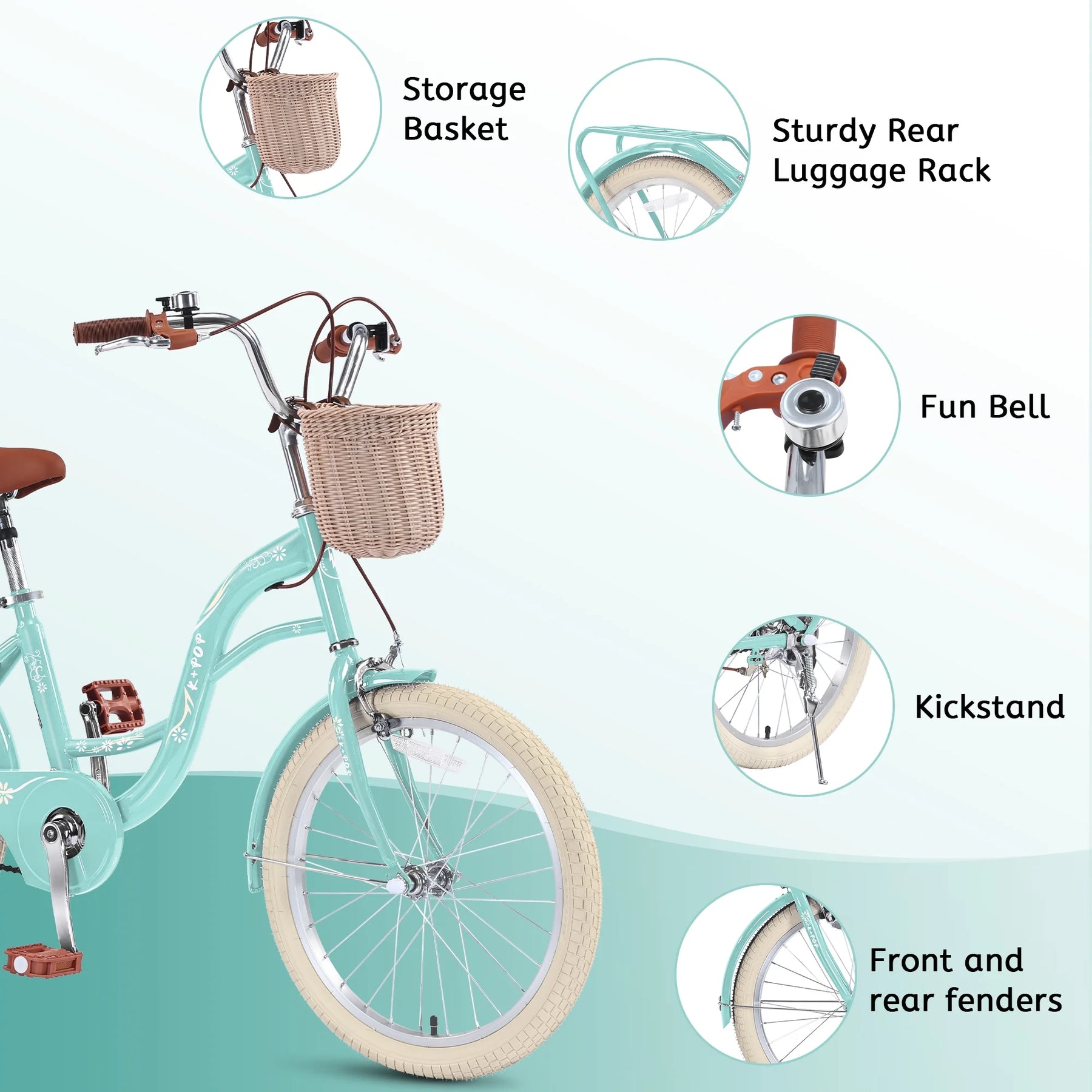Bstjewey 20 in Girls Bike with Basket, Kids Bicycle for Ages 7 - 13 - Product image 10