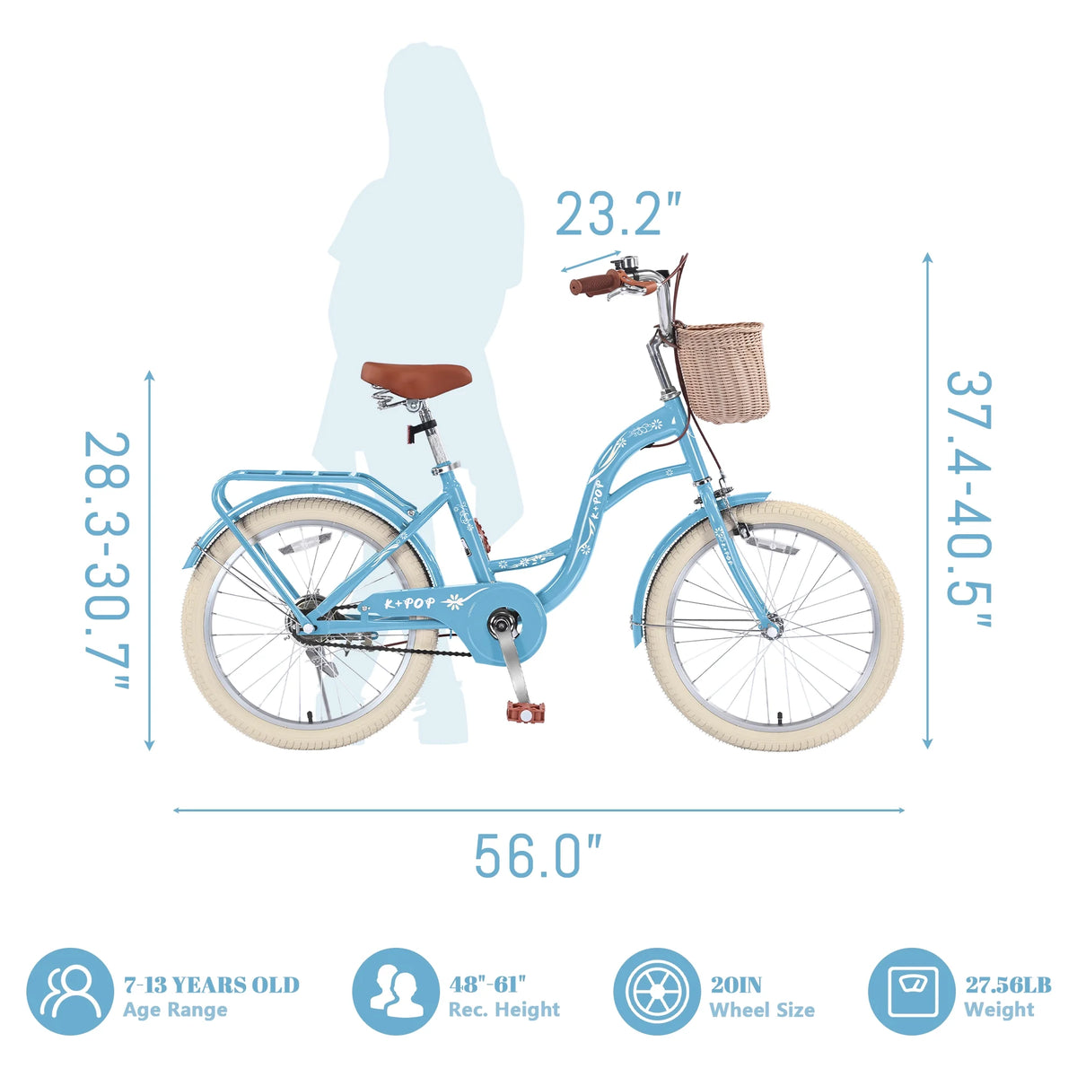 Bstjewey 20 in Girls Bike with Basket, Kids Bicycle for Ages 7 - 13 - Product image 17