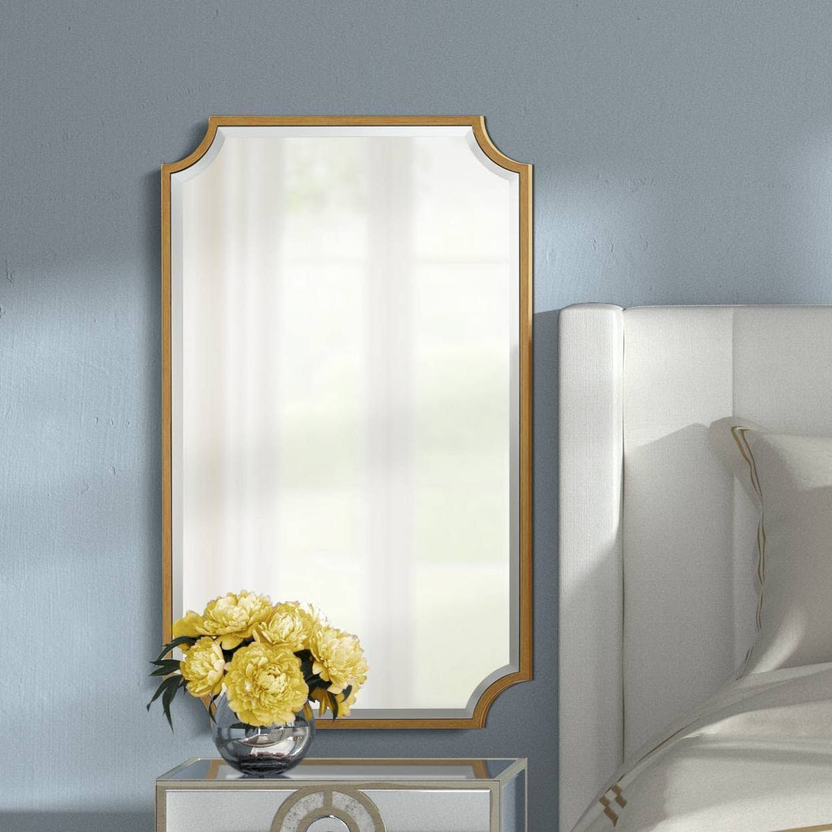 Noble Park Jacinda Rectangular Vanity Decorative Wall Mirror Modern Beveled Rounded Cut Edge Antique Gold - Product image 1