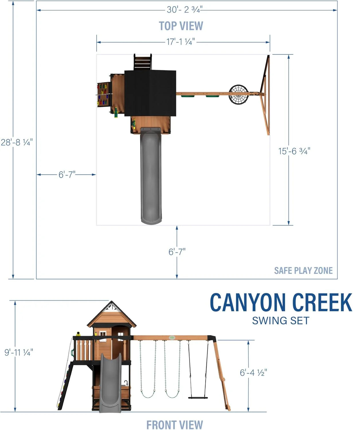Canyon Creek Cedar Wood Swing Set with Wave Slide, Clubhouse, Play Kitchen, Picnic Area, Belt Swings - Product image 19