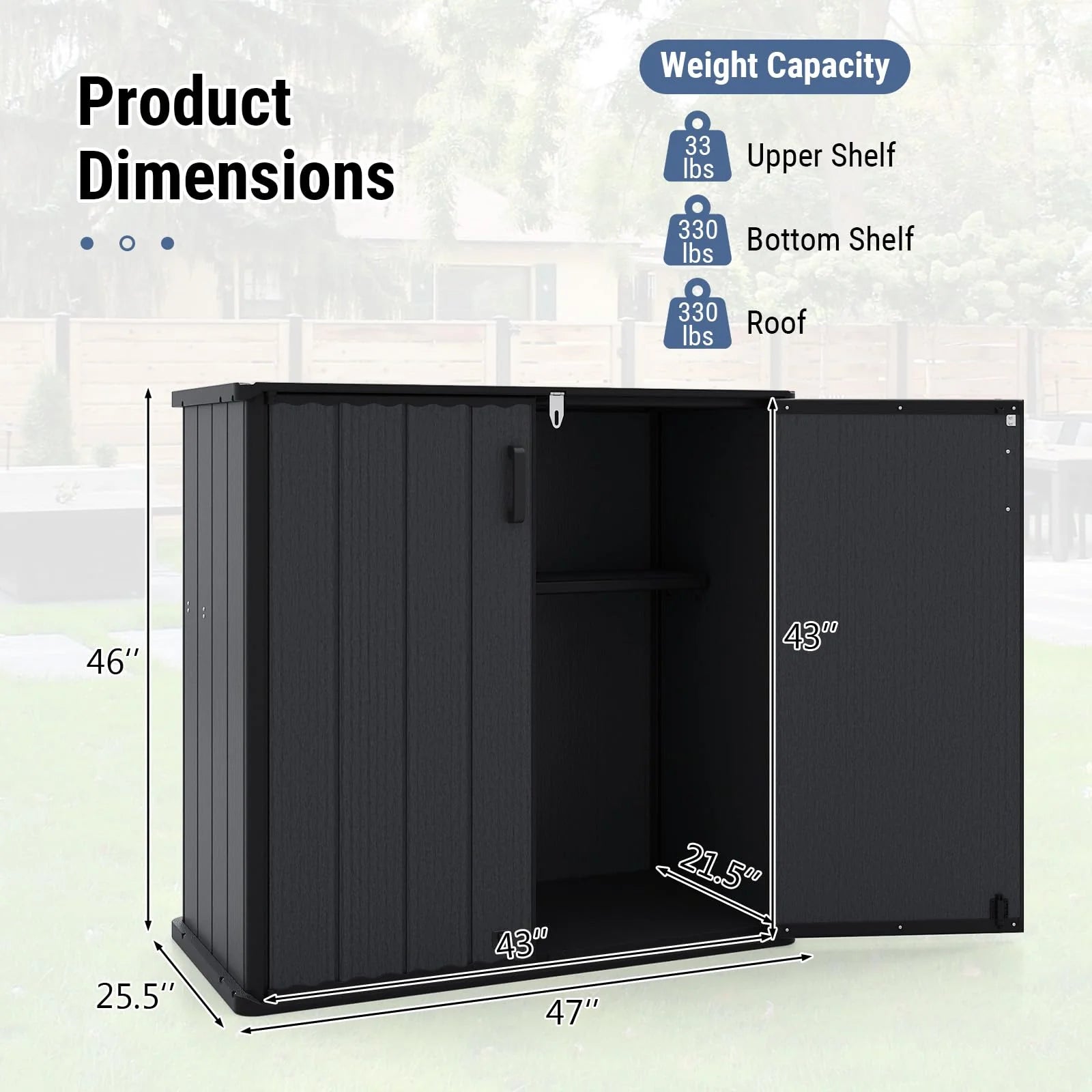 Tangkula 175 Gallon All-Weather Outdoor Storage Box with Lockable Door & Removable Shelf - Product image 3