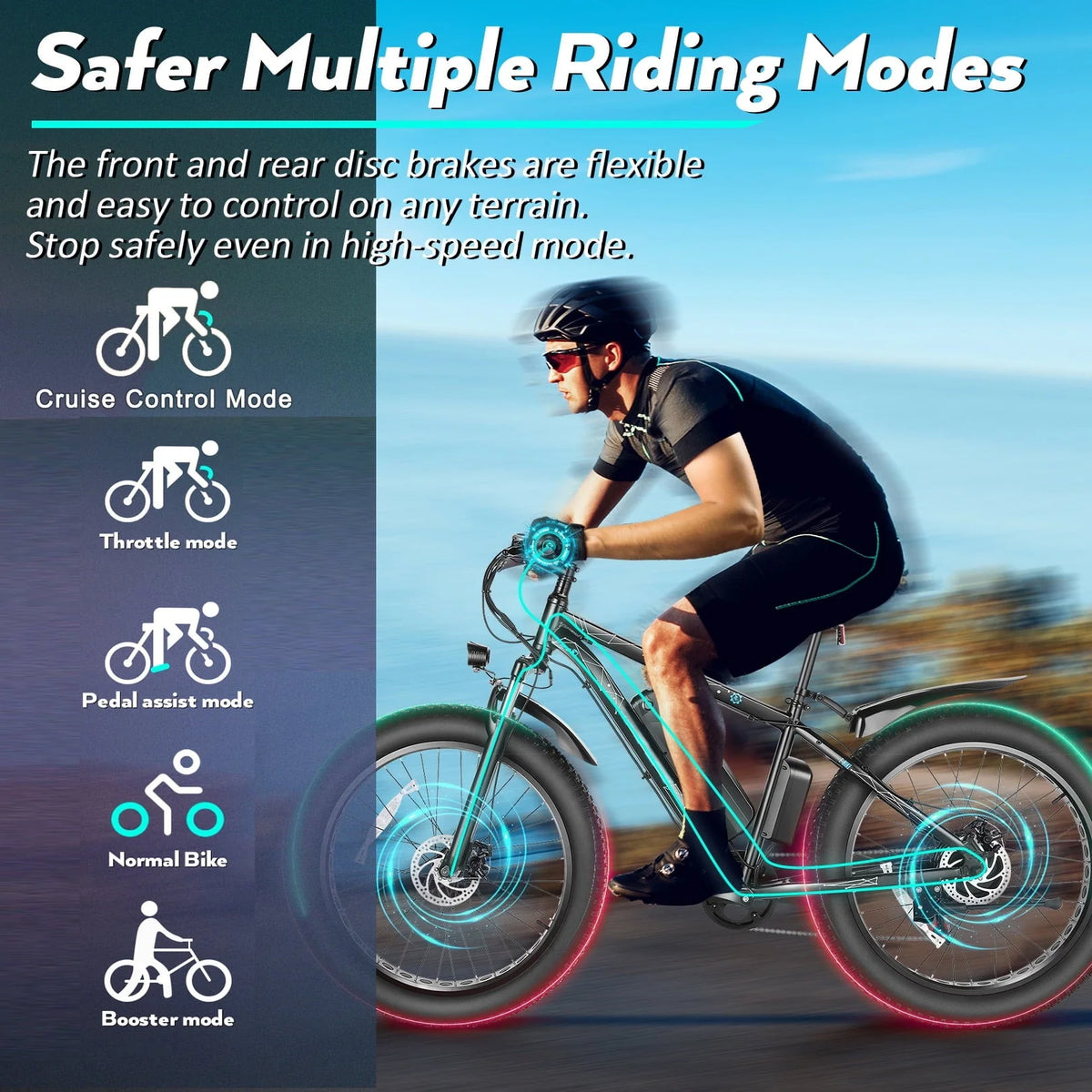 Gocio 26" 4.0 Fat Tire Electric Bike for Adults, 500W Adults E Bike, 48V 13ah Removable Li - Ion Battery - Product image 8