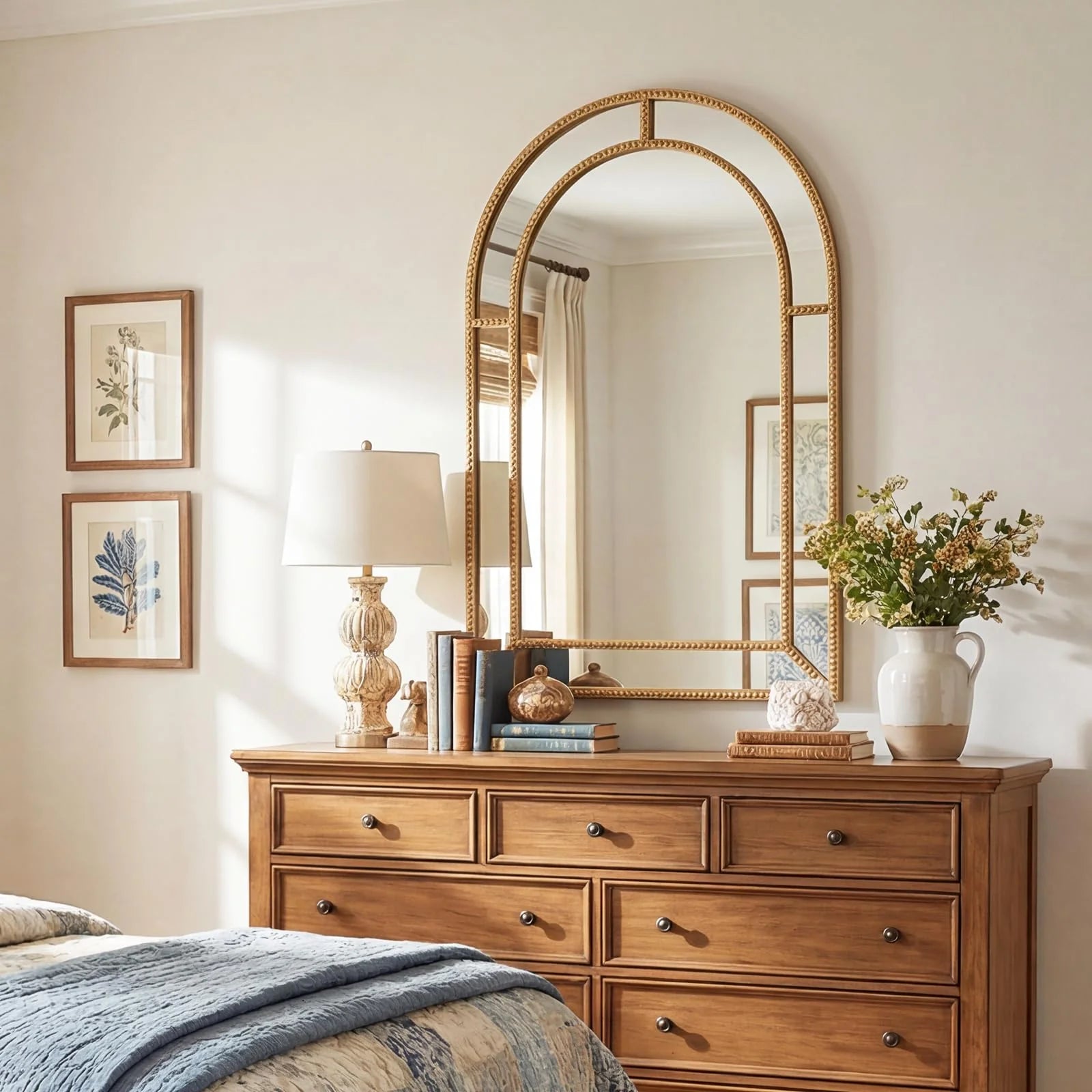 Tangkula 35" x 23" Gold Arched Wall Mirror (Arched) - Product image 2