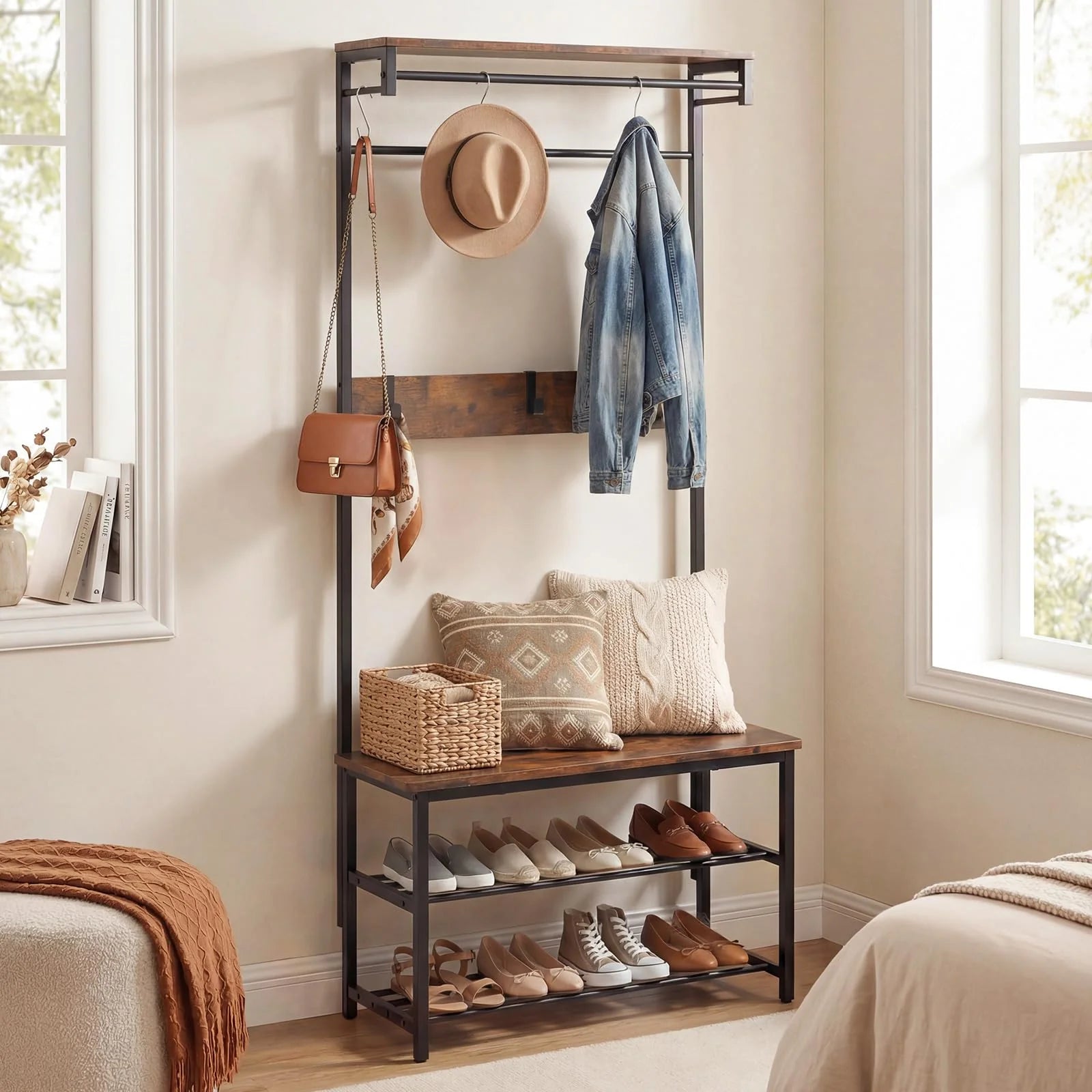 Tangkula Hall Tree with Bench and Shoe Storage - Product image 3