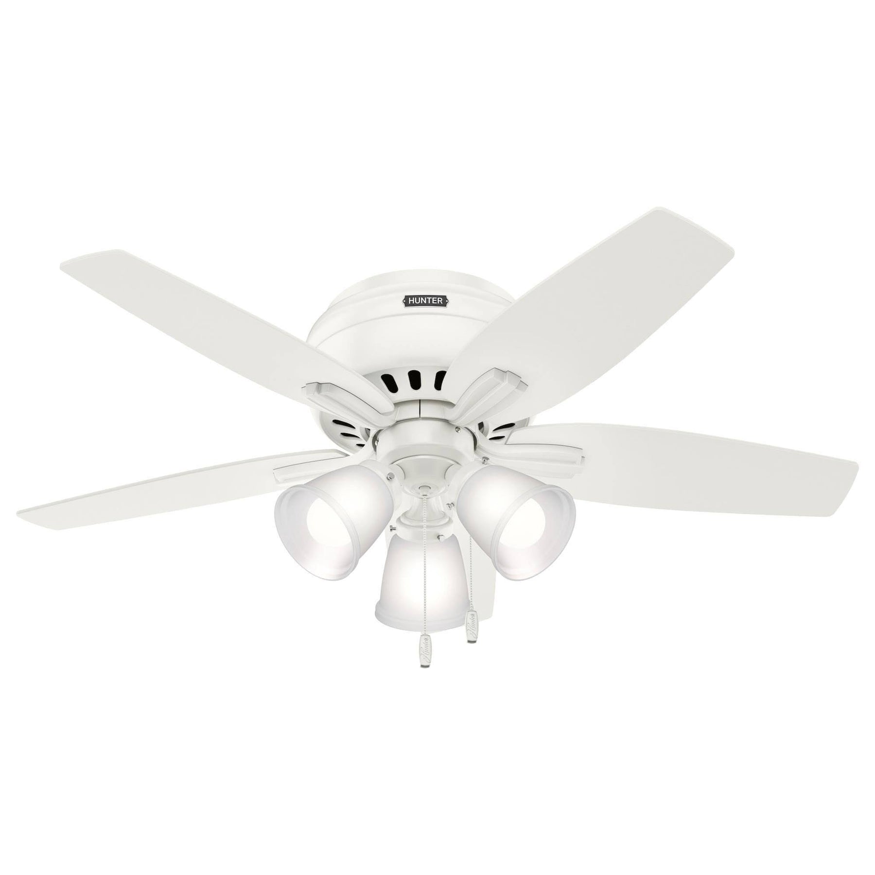 Hunter 42 in. Newsome Low Profile Fresh White Ceiling Fan with Light 51077 - Product image 1