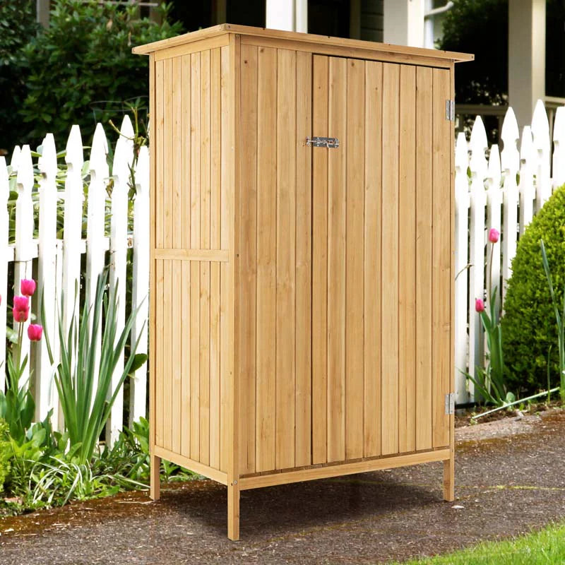 5 x 3 FT Wooden Garden Shed with Asphalt Roof & 3 Shelves, Outdoor Storage Cabinet Outside Utility Tool - Product image 4