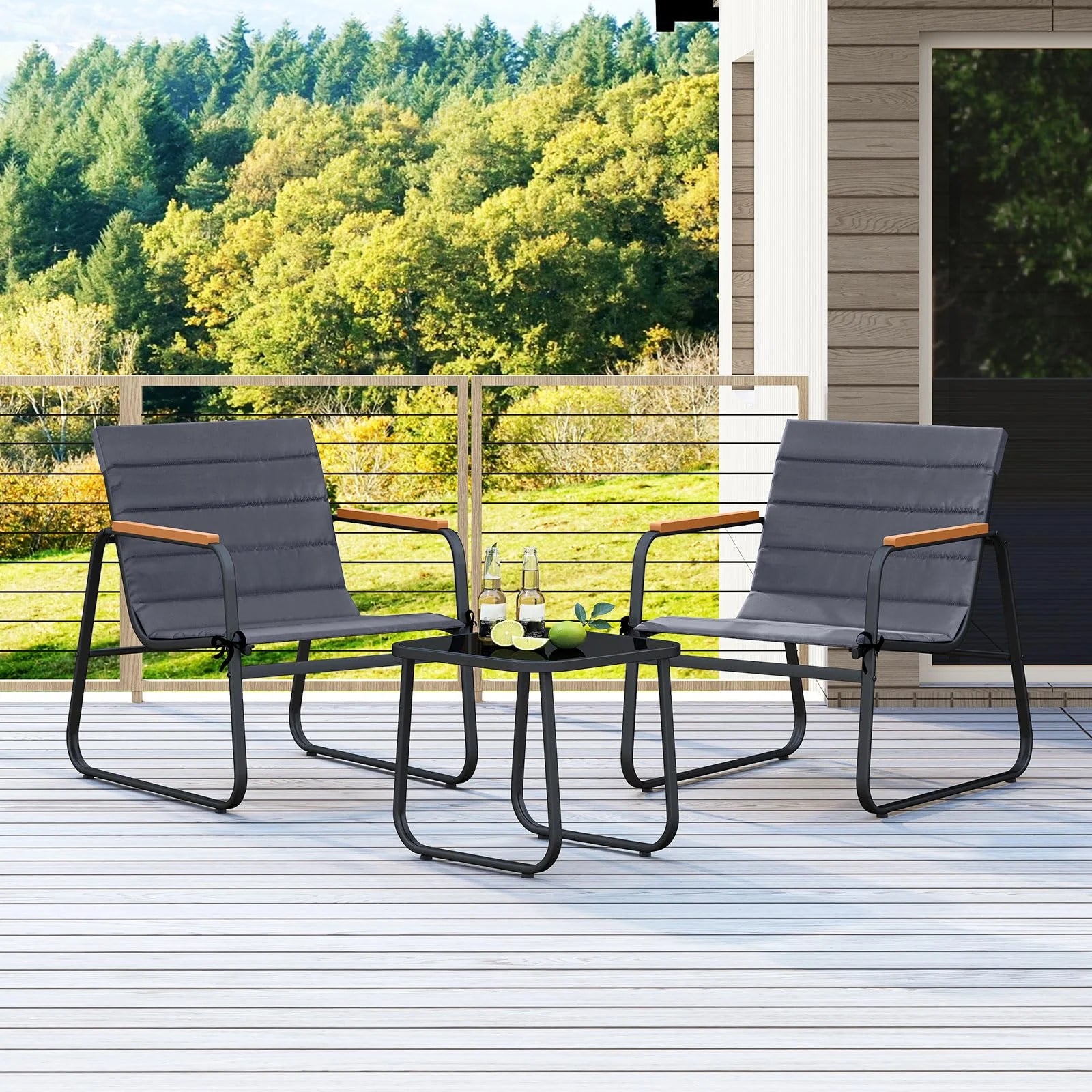 Tangkula 3 Pieces Patio Bistro Set Outdoor Fabric Conversation Set - Product image 9