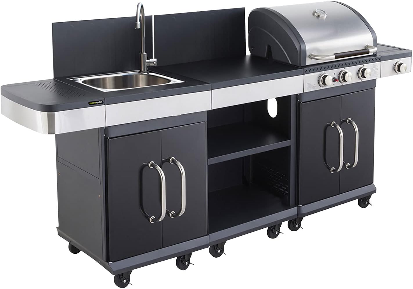 Cook'in Garden FIDGI 3 modular outdoor kitchen - 3-burner gas barbecue with thermometer Extra serving unit and sink