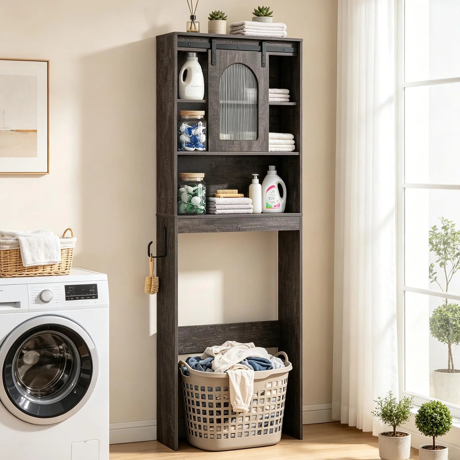 Tangkula Over Toilet Storage Cabinet with Sliding Barn Door - Product image 6