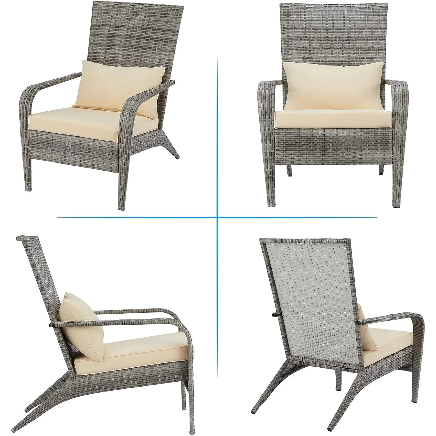 AECOJOY Patio Adirondack Wicker Chair, Outdoor Coconino Chair with Cushion and Pillow - Product image 7