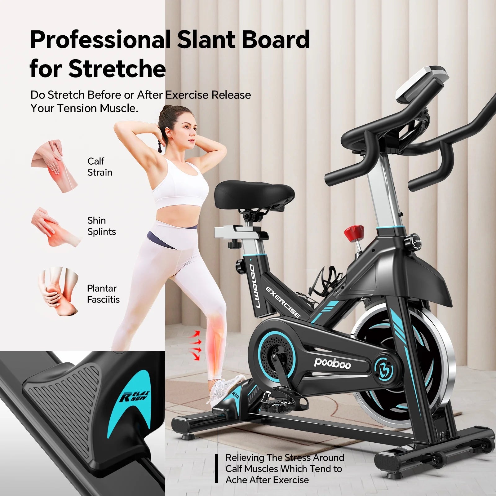 Pooboo Professional Indoor Cycling Bike Stationary Exercise Bikes Home Cardio Workout Bicycle Machine 350 lb Flywheel Weight 40 lb
