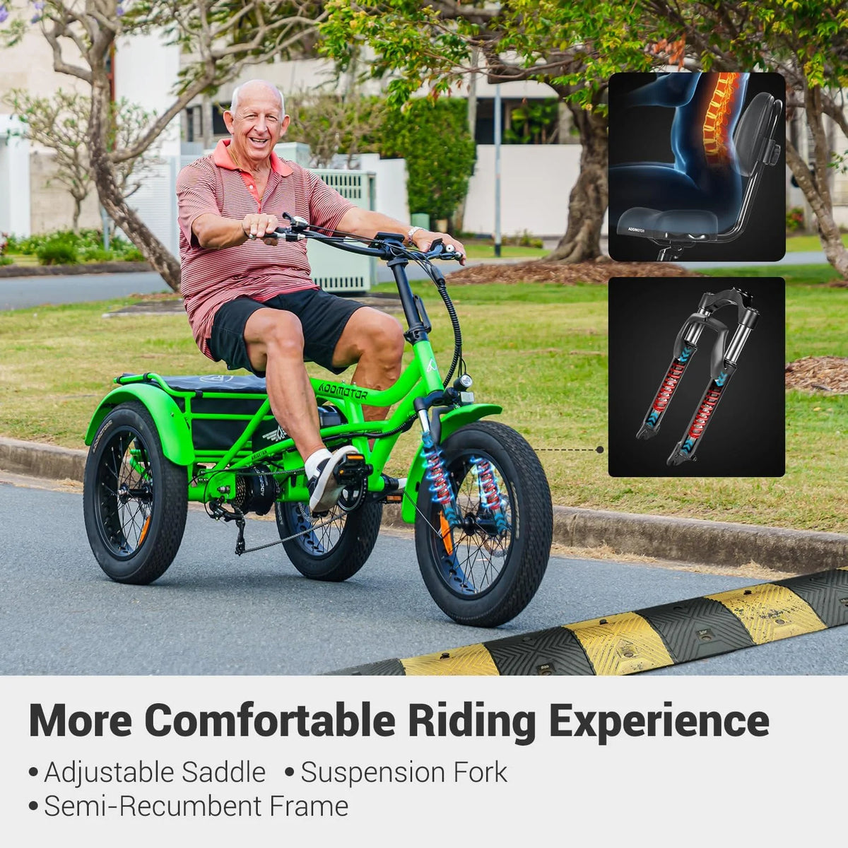 Addmotor M - 360II Semi - Recumbent Electric Trike, 85MI, Fat Tire 3 Wheel Electric Bike for Adults - Product image 16