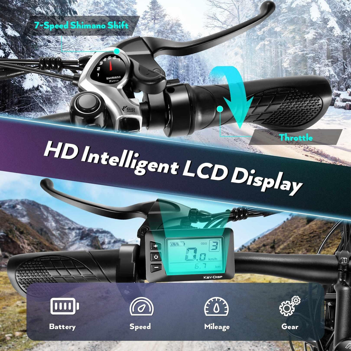 Gocio 26" 4.0 Fat Tire Electric Bike for Adults, 500W Adults E Bike, 48V 13ah Removable Li - Ion Battery - Product image 6
