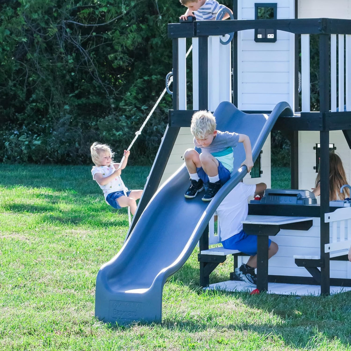 Canyon Creek Cedar Wood Swing Set with Wave Slide, Clubhouse, Play Kitchen, Picnic Area, Belt Swings - Product image 17