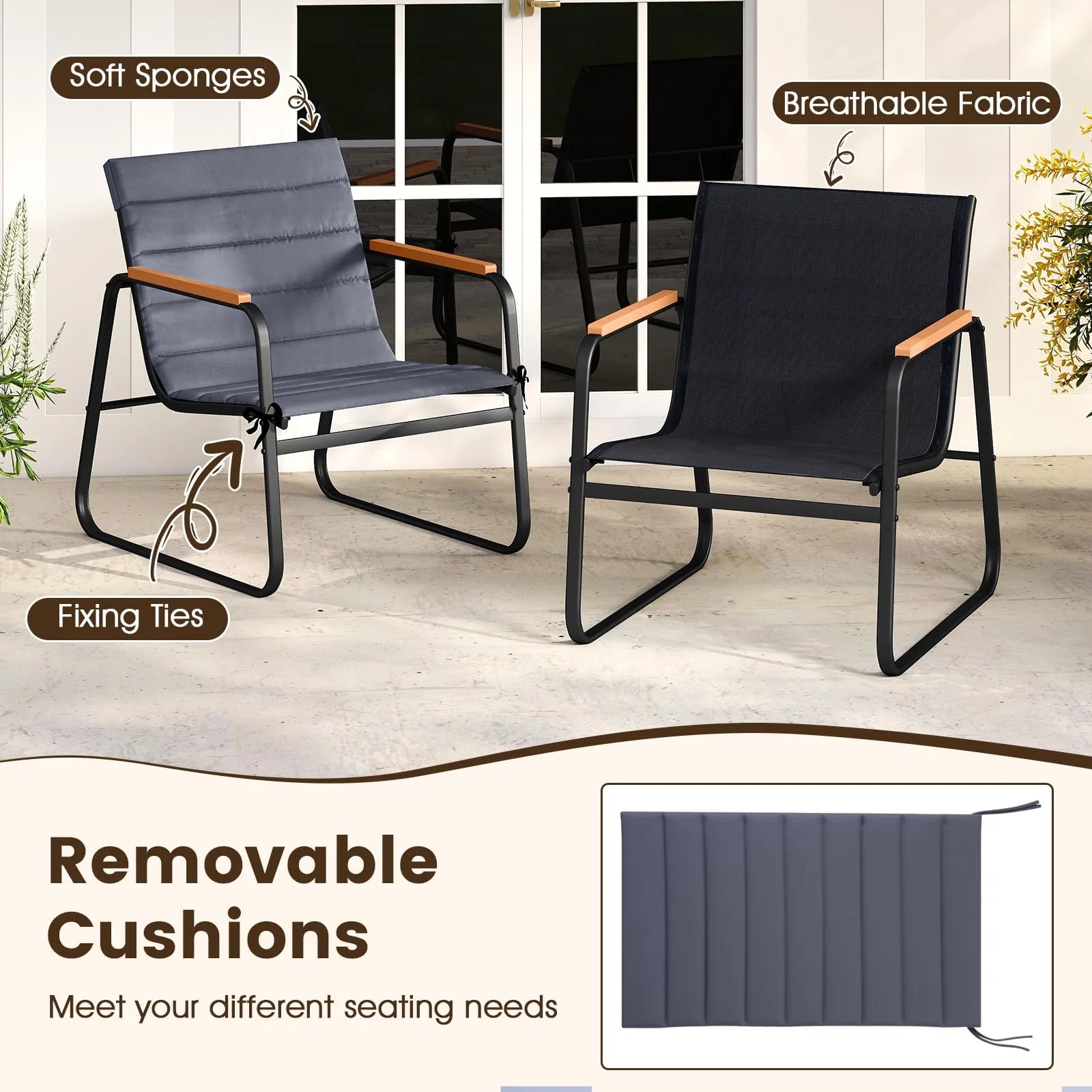 Tangkula 3 Pieces Patio Bistro Set Outdoor Fabric Conversation Set - Product image 6