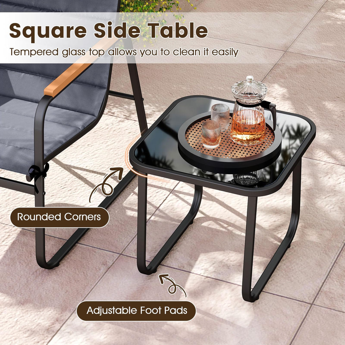 Tangkula 3 Pieces Patio Bistro Set Outdoor Fabric Conversation Set - Product image 4