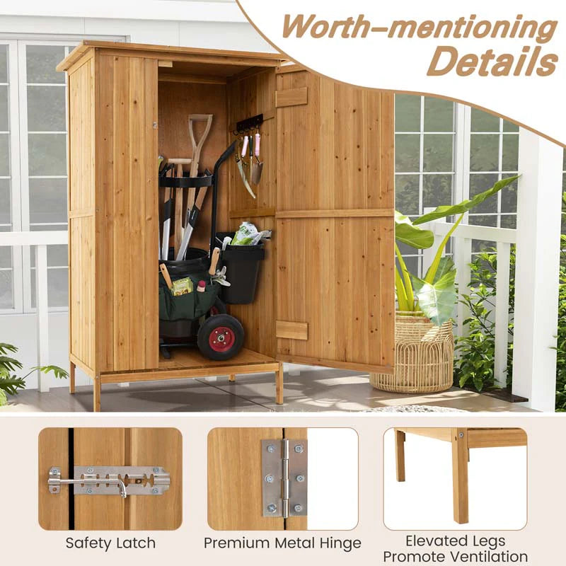 5 x 3 FT Wooden Garden Shed with Asphalt Roof & 3 Shelves, Outdoor Storage Cabinet Outside Utility Tool - Product image 9