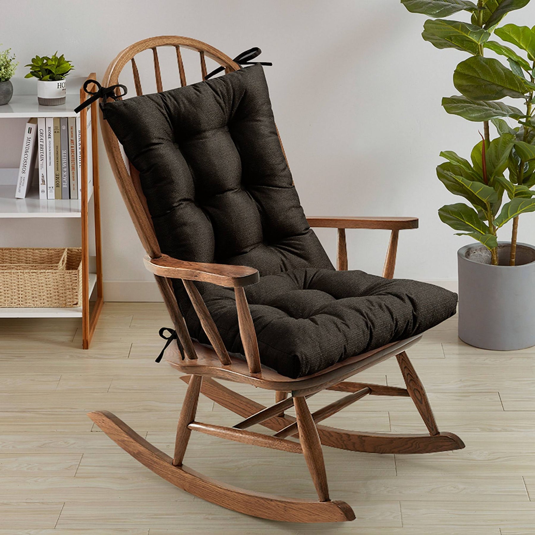 Sweet Home Collection 2 Piece Tufted Non Slip Rocking Chair Cushion Set Brown - Product image 1