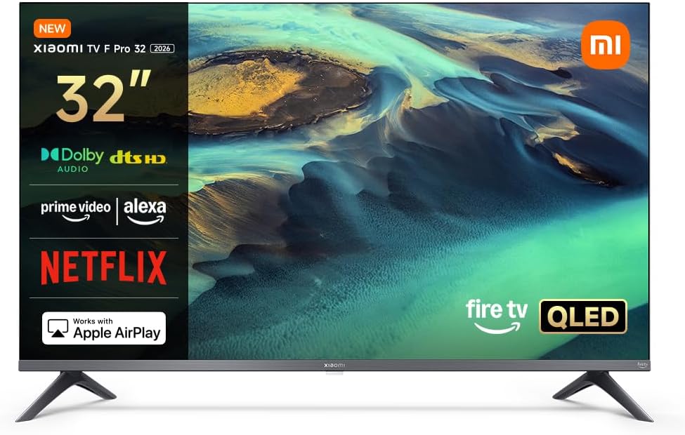 Xiaomi TV F Pro 32, 81 cm (32 Inches), QLED, Smart TV, Fire OS7, Alexa Voice Control, Dolby Audio™, DTS Virtual:X, DTS-HD, Compatible with Apple AirPlay