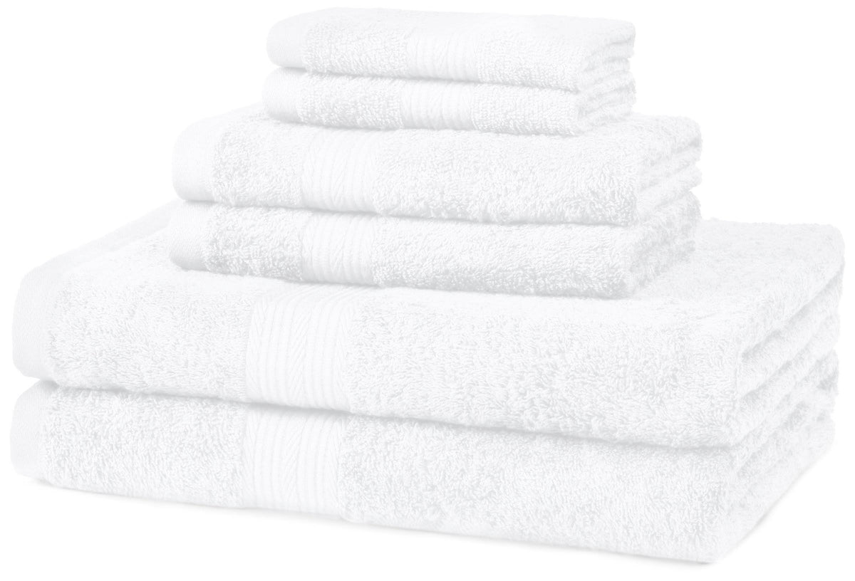Basics 6-Piece Fade-Resistant Cotton Bath Towel Set - White - Product image 1