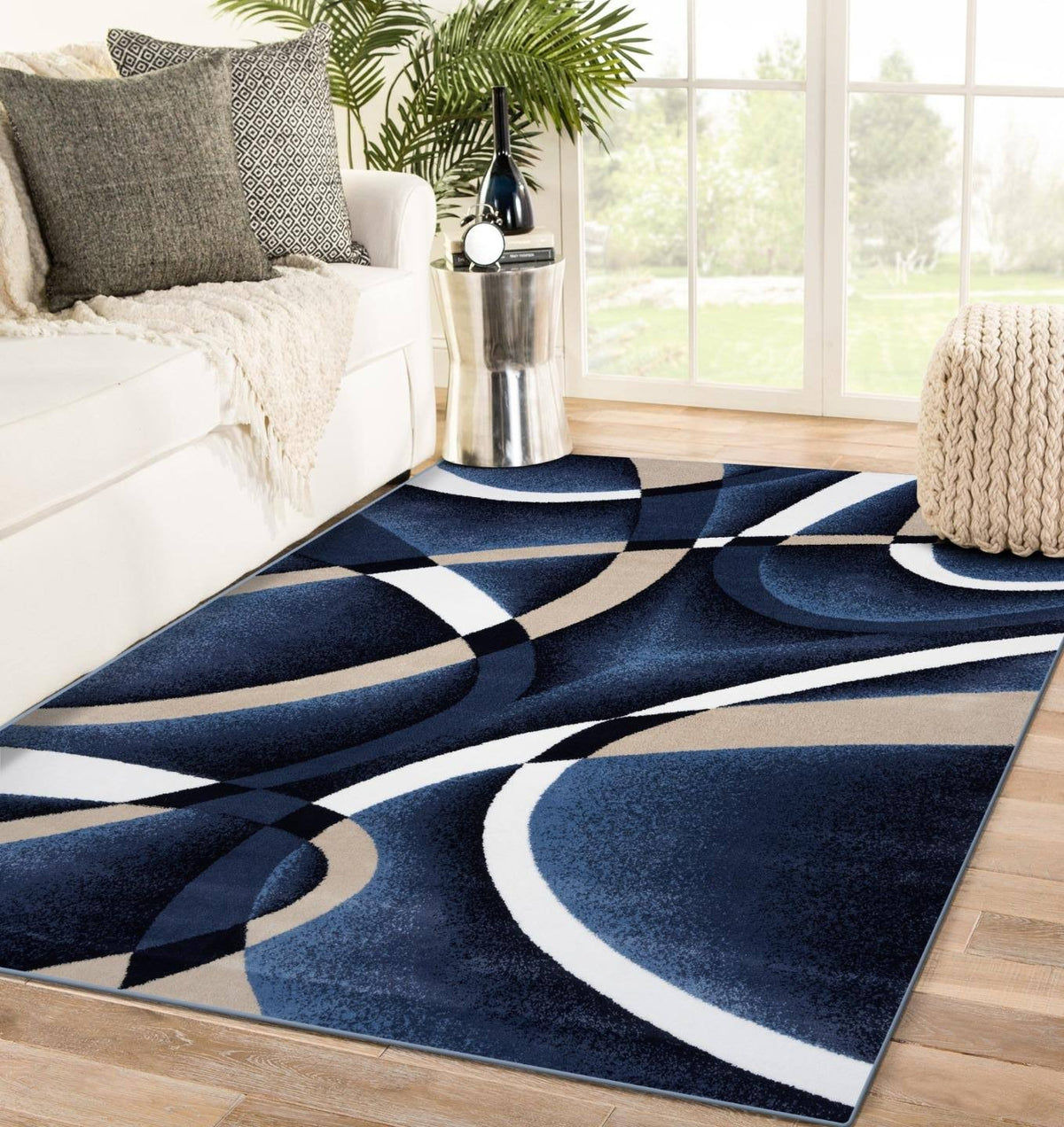 Luxe Weavers Victoria Abstract Area Rug 2305, 5x7 / Navy - Product image 1