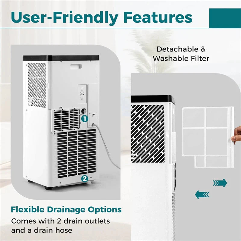 10000 BTU Portable Air Conditioner, 3-in-1 AC Unit with Fan & Dehumidifier, Remote Control, 24H Timer - Product image 6