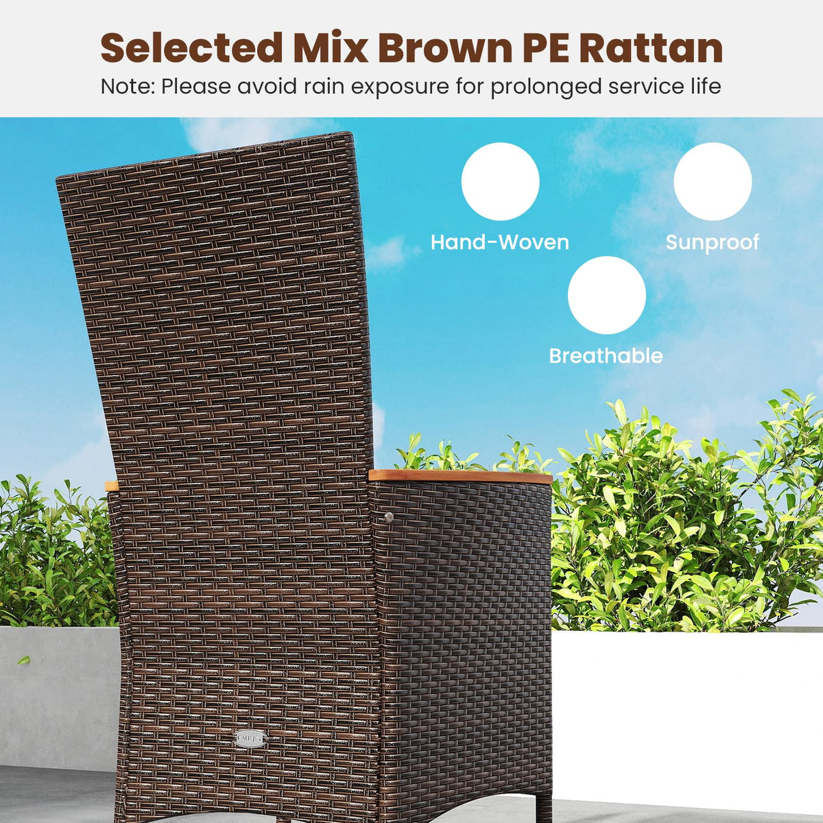 Tangkula Patio High Back Rattan Dining Chairs Set of 2/4 - Product image 7