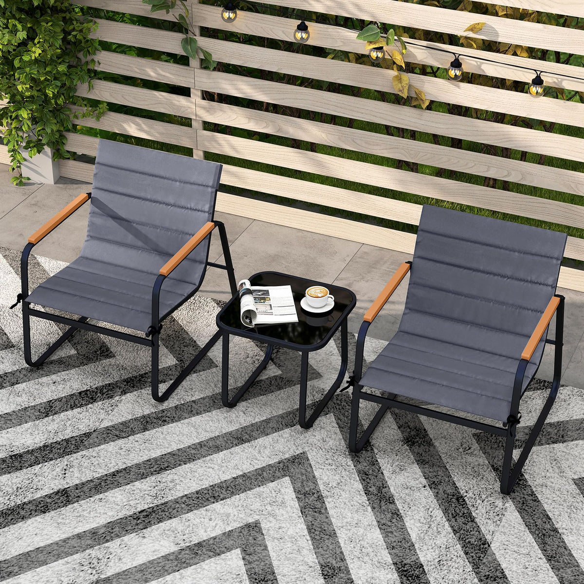 Tangkula 3 Pieces Patio Bistro Set Outdoor Fabric Conversation Set - Product image 2