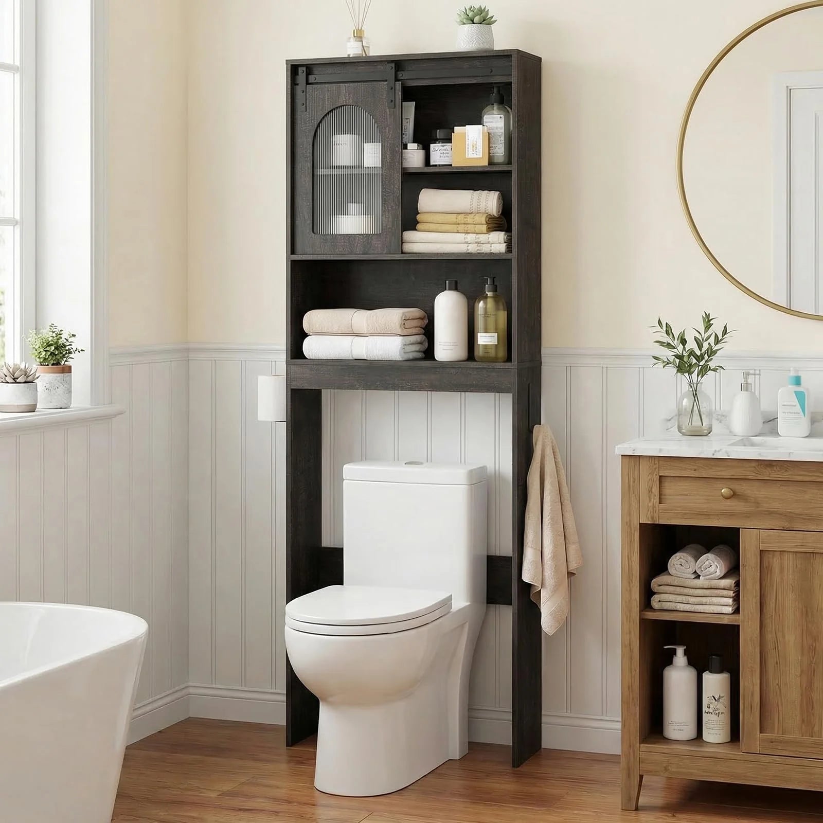 Tangkula Over Toilet Storage Cabinet with Sliding Barn Door - Product image 5