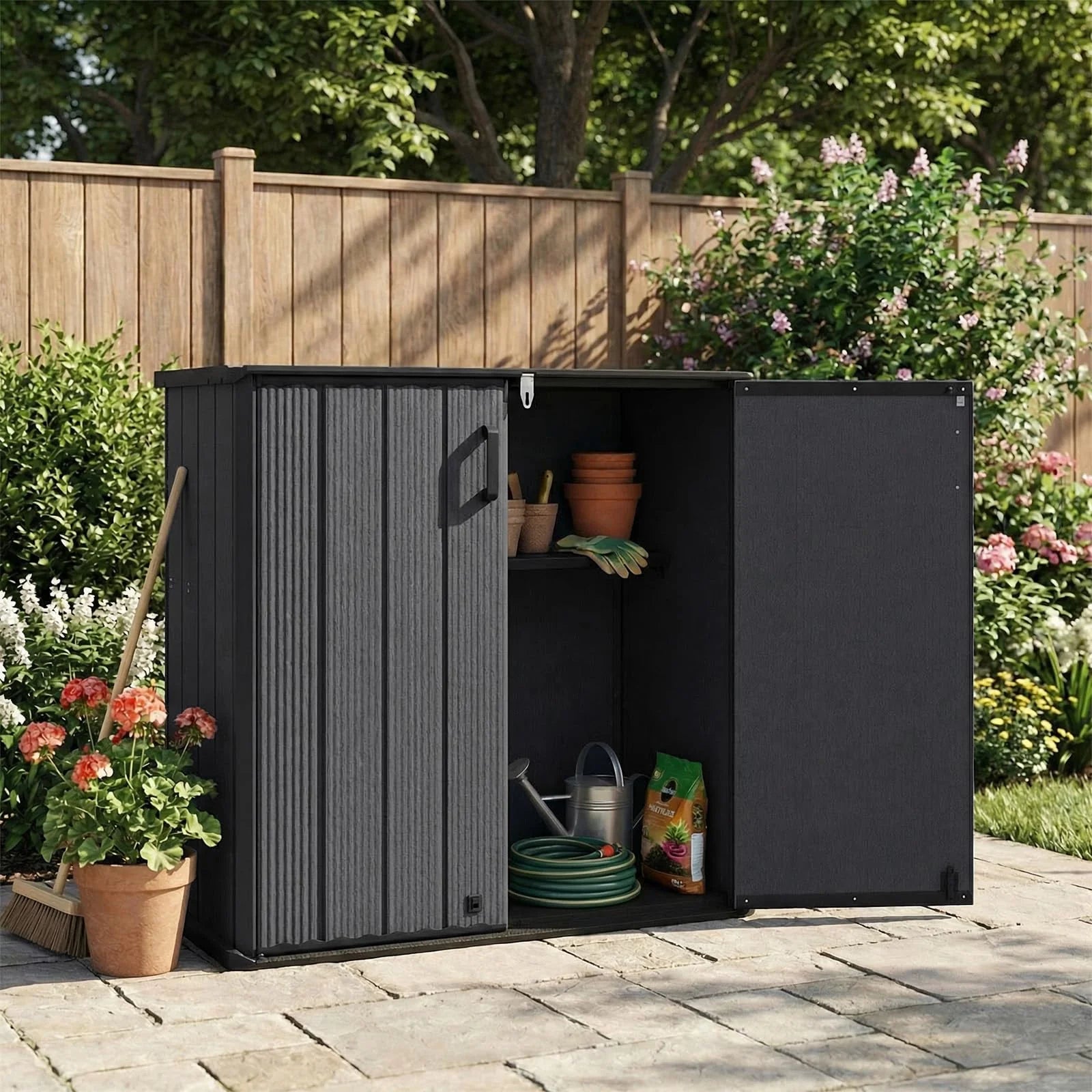Tangkula 175 Gallon All-Weather Outdoor Storage Box with Lockable Door & Removable Shelf - Product image 2