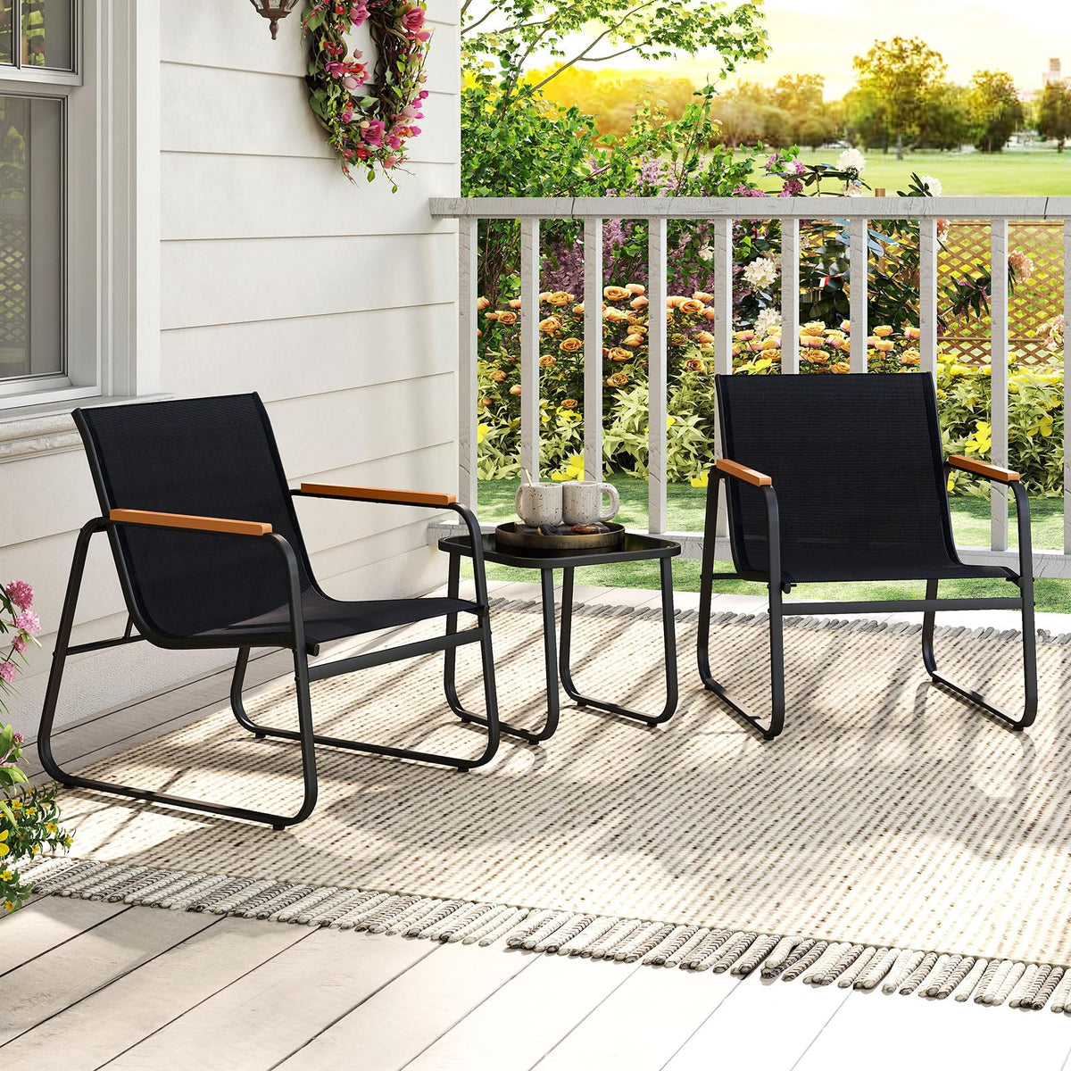 Tangkula 3 Pieces Patio Bistro Set Outdoor Fabric Conversation Set - Product image 8