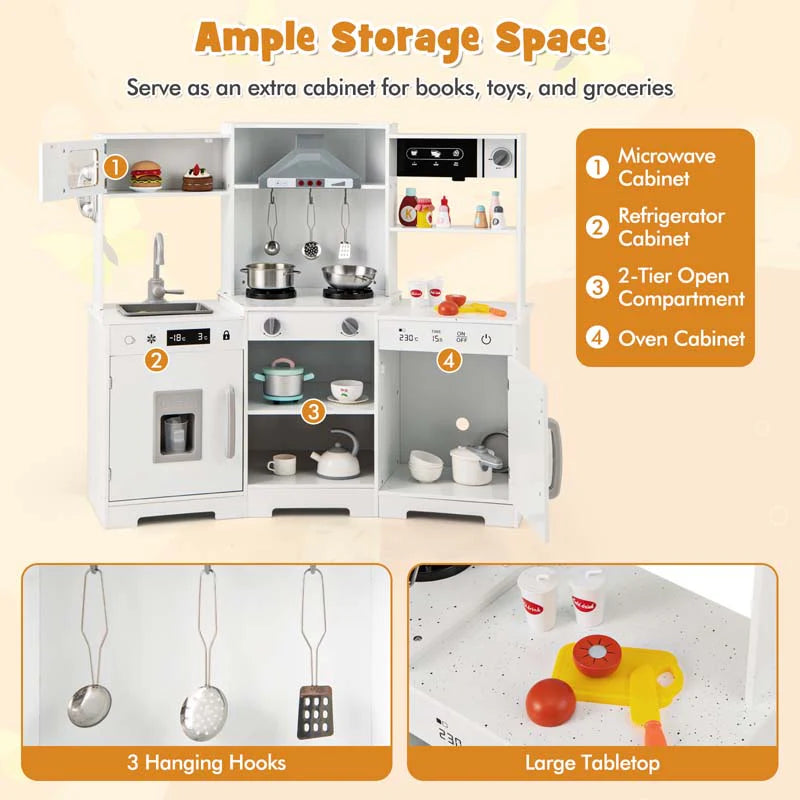 Wooden Corner Kids Kitchen Playset with Real Sounds & Lights, Range Hood - Product image 8