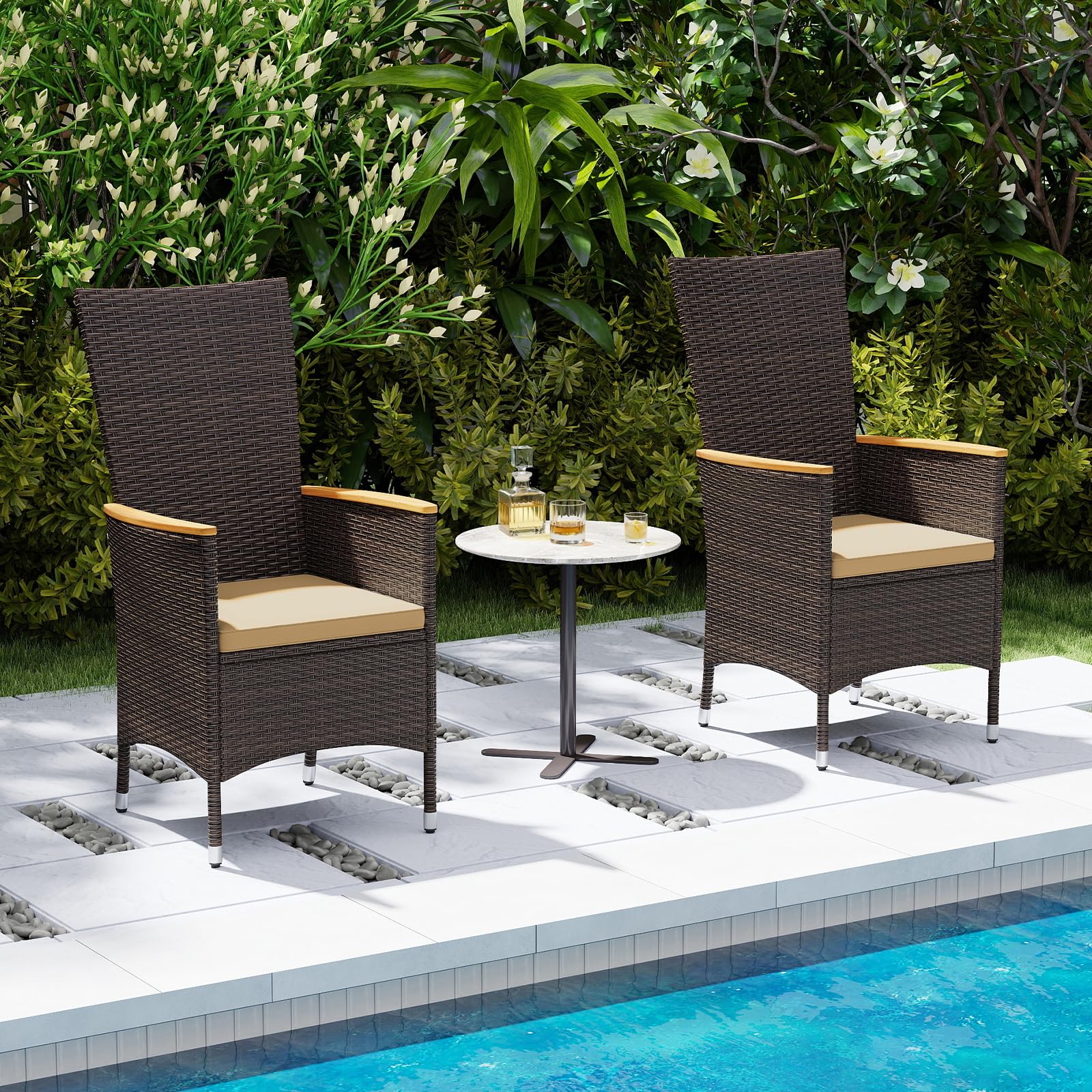 Tangkula Patio High Back Rattan Dining Chairs Set of 2/4 - Product image 2