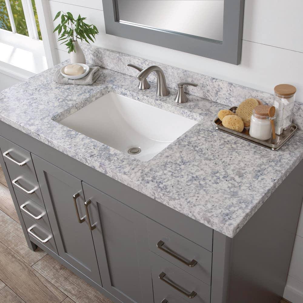 Home Decorators Collection 49 in. Stone Effect Vanity Top in Bianco Antico with White Sink - Product image 1