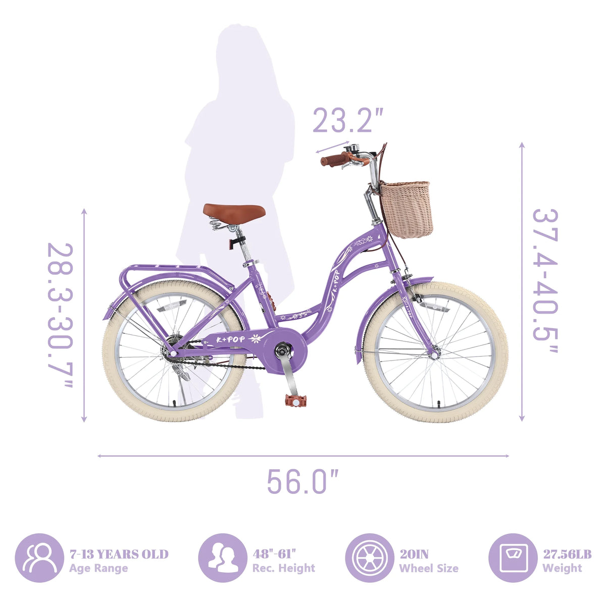Bstjewey 20 in Girls Bike with Basket, Kids Bicycle for Ages 7 - 13 - Product image 22