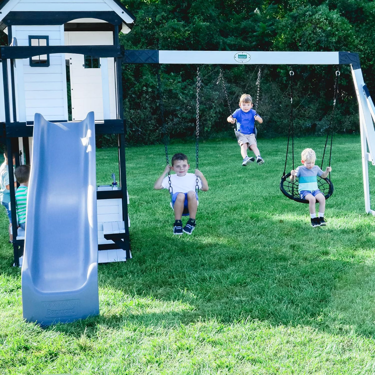Canyon Creek Cedar Wood Swing Set with Wave Slide, Clubhouse, Play Kitchen, Picnic Area, Belt Swings - Product image 16