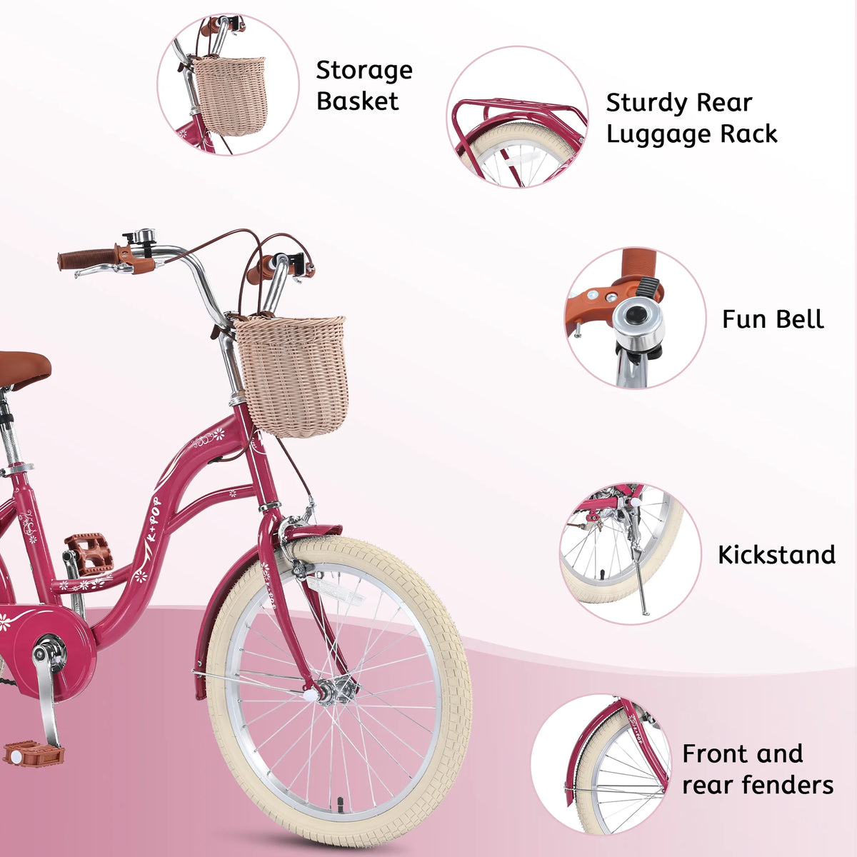 Bstjewey 20 in Girls Bike with Basket, Kids Bicycle for Ages 7 - 13 - Product image 27